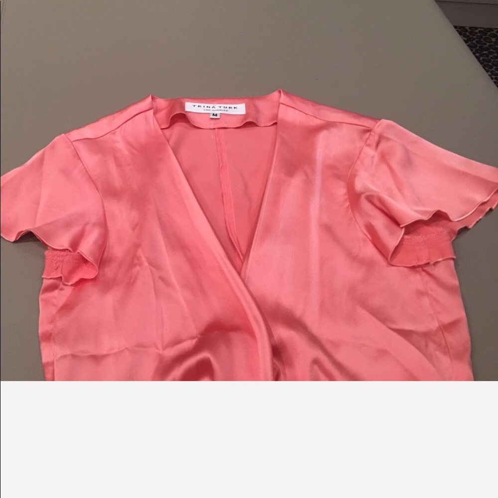 Silk Trina Turk top, peach color size M